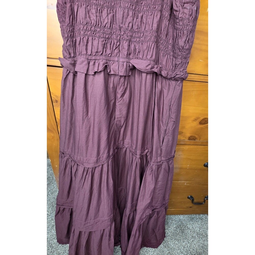 Madewell Lucie Dress Size 4 Embroidered Crochet Tiered Lined Sleeveless Burgundy - Picture 7 of 12